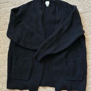 a new day Women’s Ribbed Black Cardigan Sweater